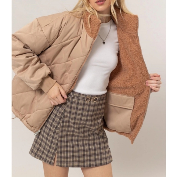 #174 🛑0480 S,M,L  Trendy Reversible Fur Puffer Jacket - Picture 6 of 11